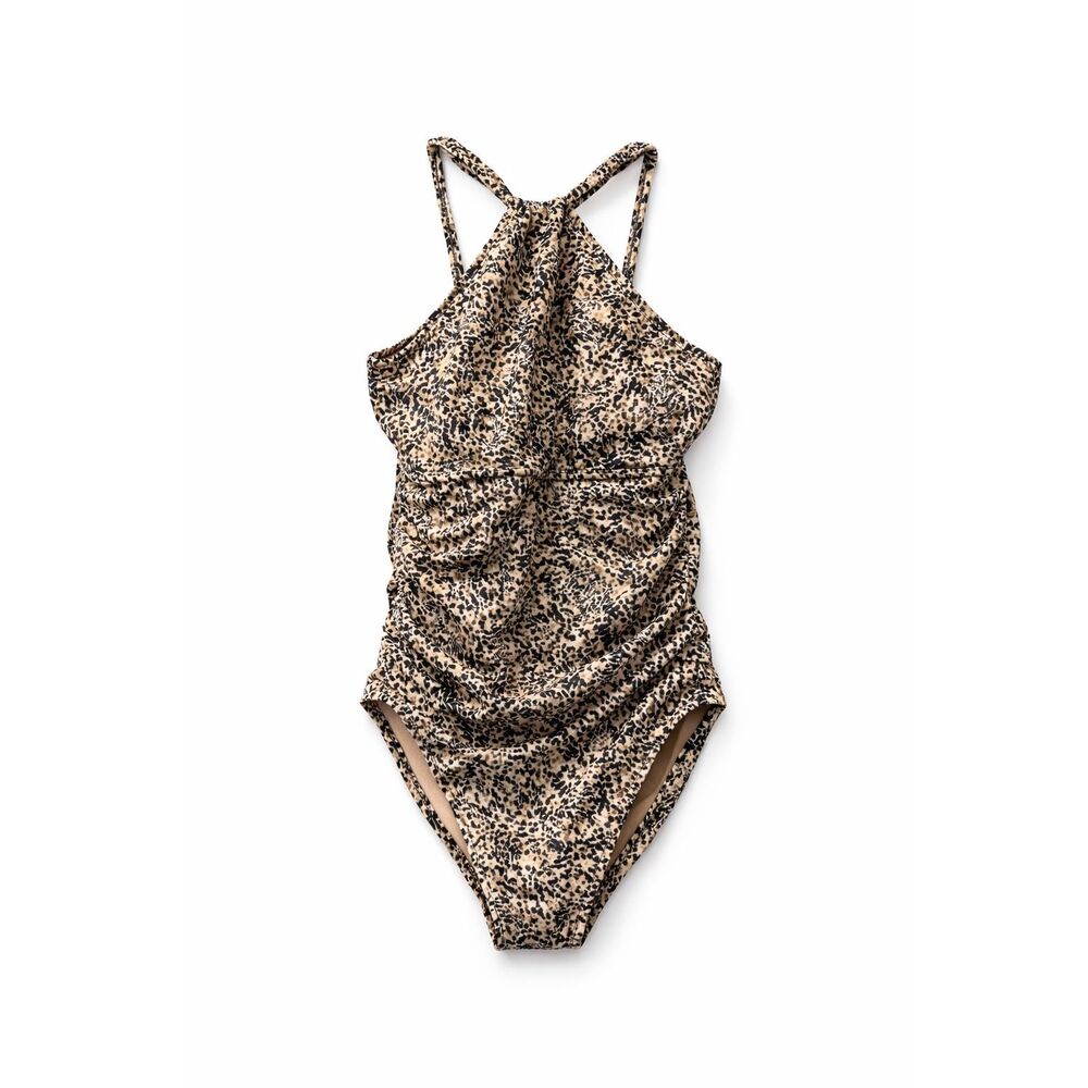 Aqua Shape by Dolphin Size 20 Animal Print One Piece Swimsuit Halter Ruched